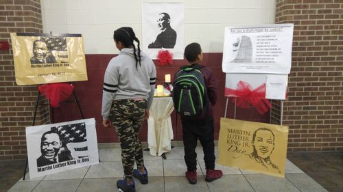Martin Luther King, Jr. display at Ypsilanti Community Middle School