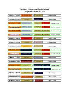 YCMS Basketball Schedule 23-24