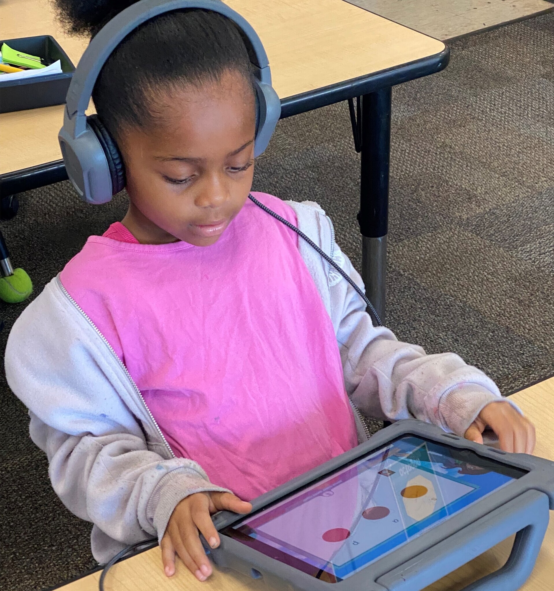 ycs student on her iPad