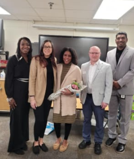 YCS staff members, LaFontaine staff and Rhoshawda Miller 2024 LaFontaine Commendable Teacher of the Year