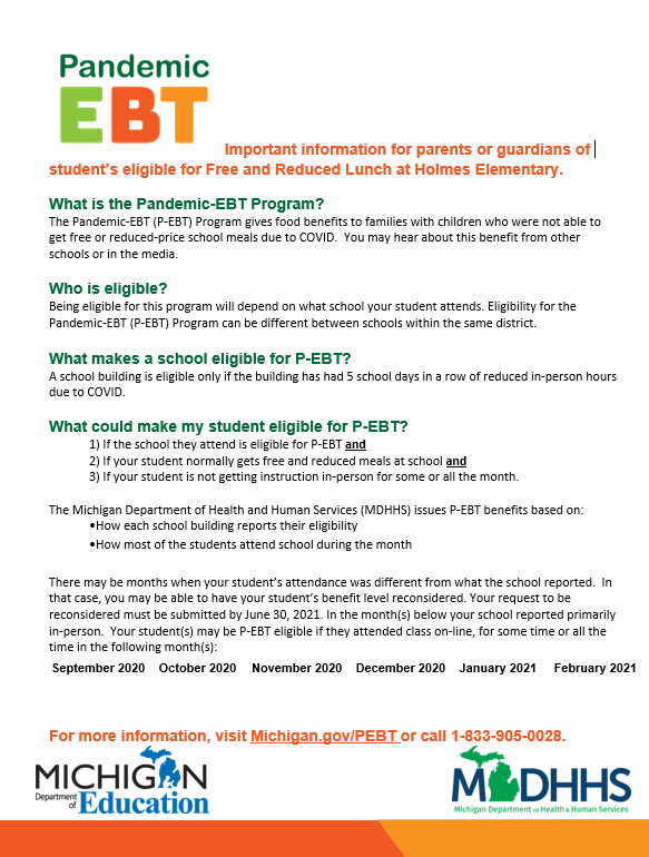 Pandemic EBT for Holmes Elementary